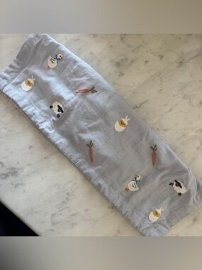 PBK 🥕 Embroidered Cotton 🐰 Easter Basket Cover Baby Blue 🐣